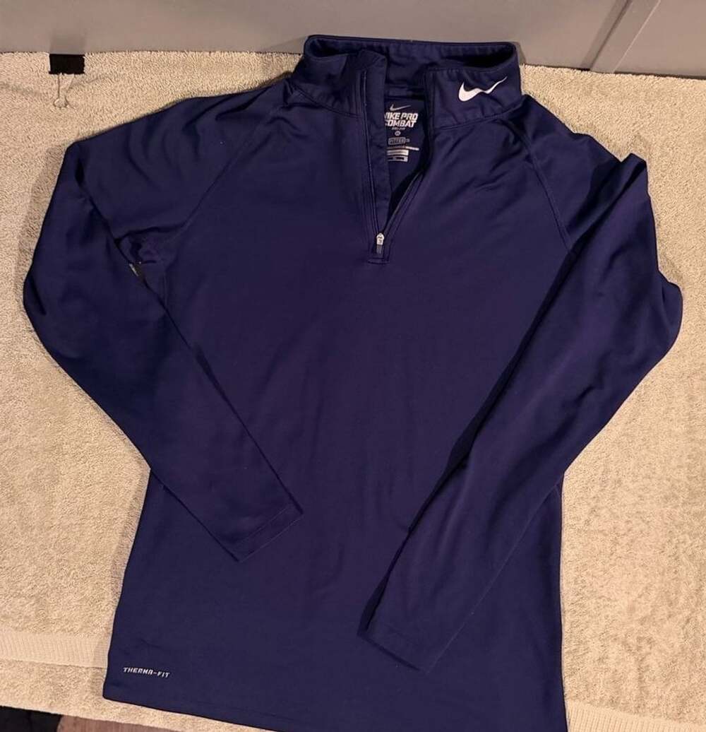 Nike Pro Combat 1/2 Zip Pullover Blue Thermal Long Sleeve Shirt